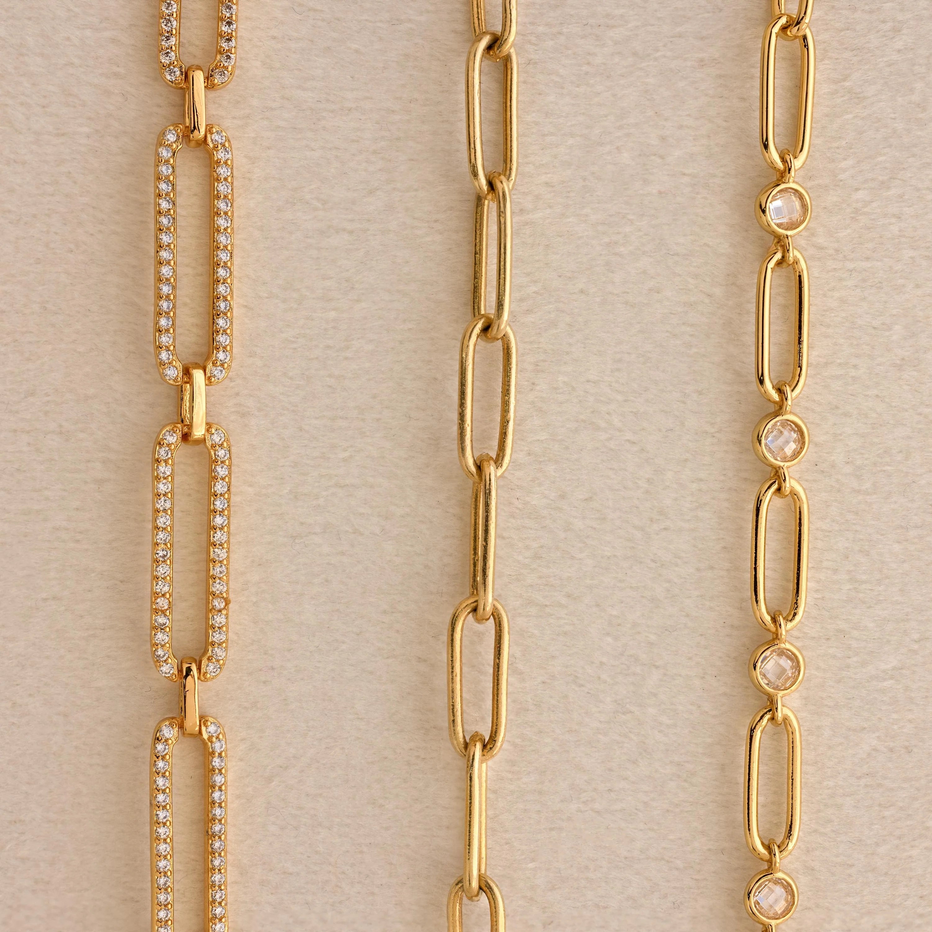 Diamond Link Chain Necklace Silver 18K Gold Plated