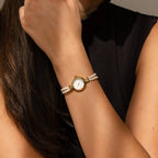 Beaded Pearl Timepiece Silver 18K Gold Plated
