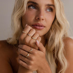 Heart Curve Cluster Ring Silver 18K Gold Plated