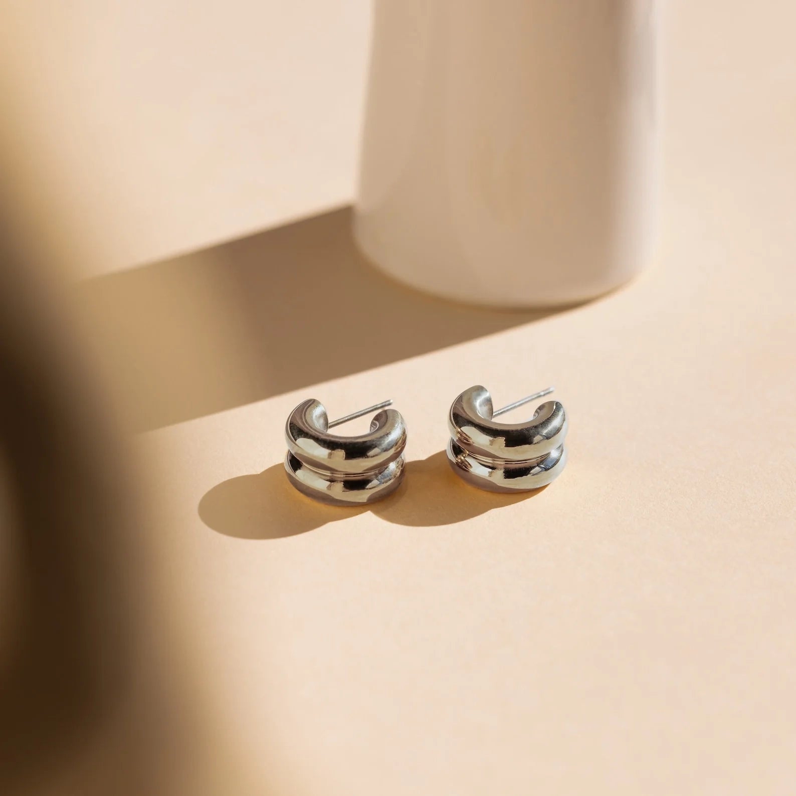Chunky Double Hoops Silver 18K Gold Plated