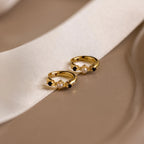 Pearl & Onyx Huggies Silver 18K Gold Plated