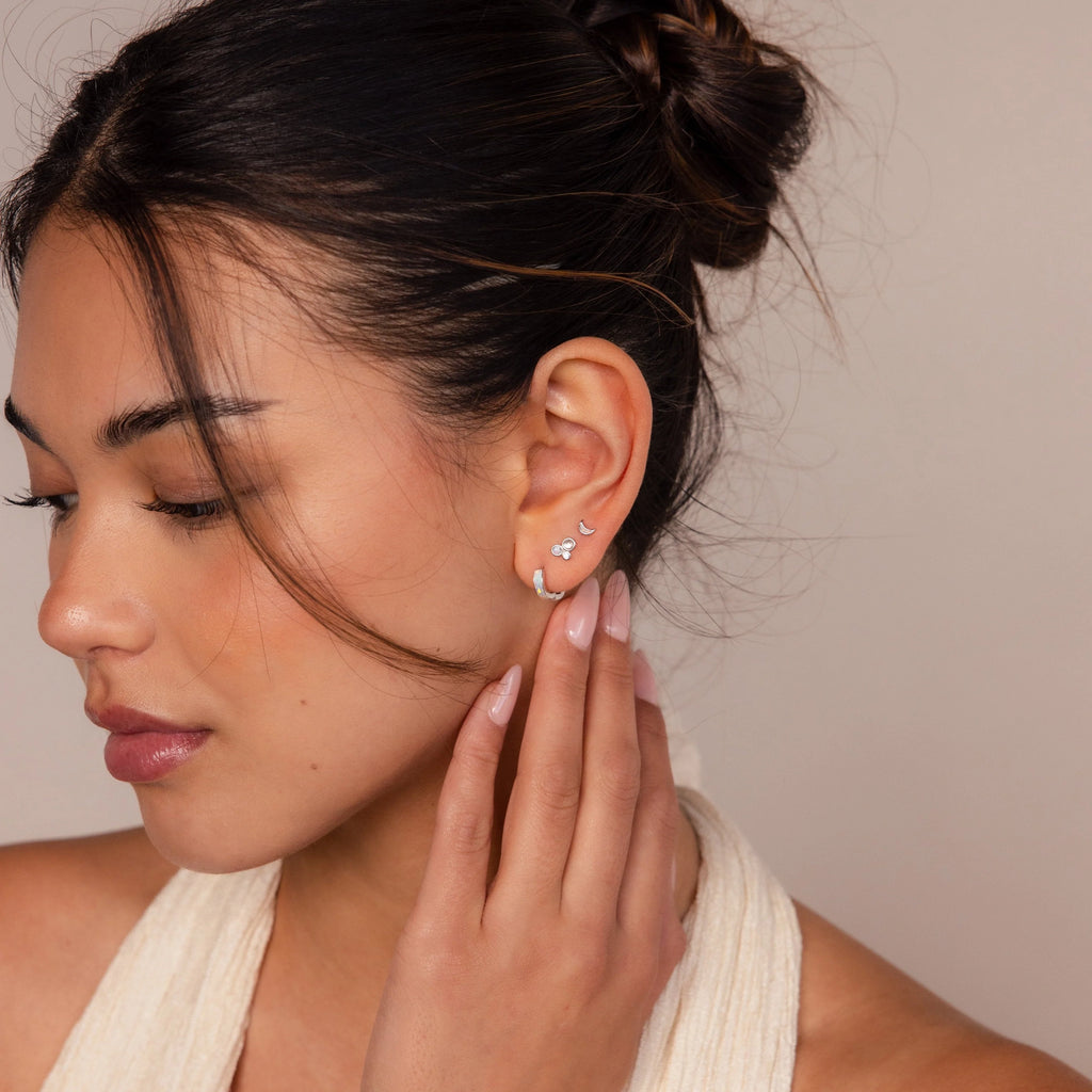 Opal Inlay Earrings Set Silver 18K Gold Plated