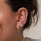 Sapphire Flower Earrings Set Silver 18K Gold Plated