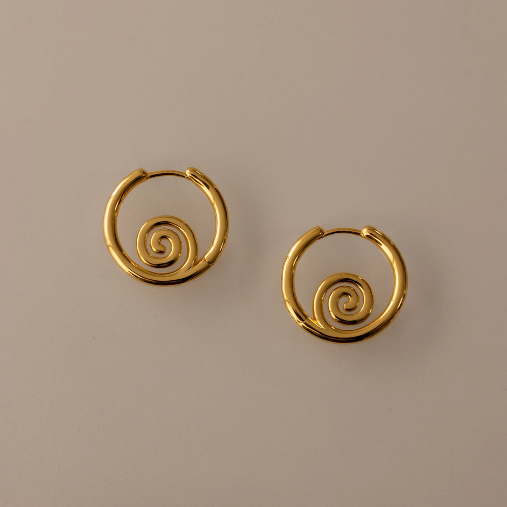 Spiral Swirl Hoops Silver 18K Gold Plated