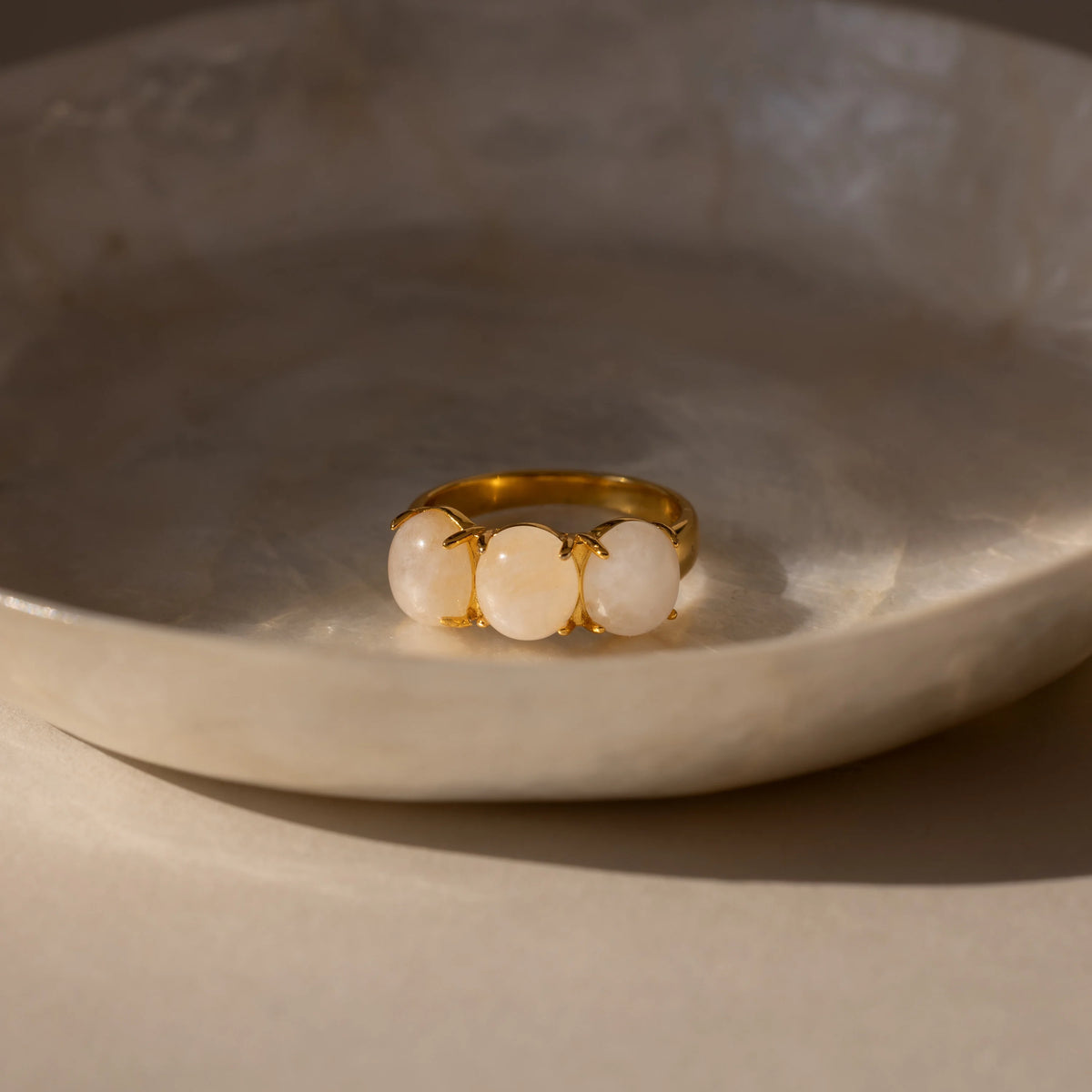 Oval Moonstone Ring Silver 18K Gold Plated