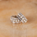 Diamond Pearl Stacked Hoops Silver 18K Gold Plated