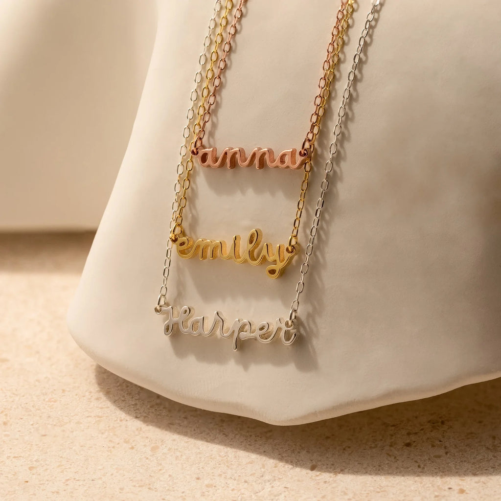 Tiny Dream Name Necklace Silver 18K Gold Plated