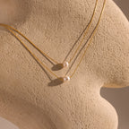 Tiny Pearl Dot Necklace Silver 18K Gold Plated