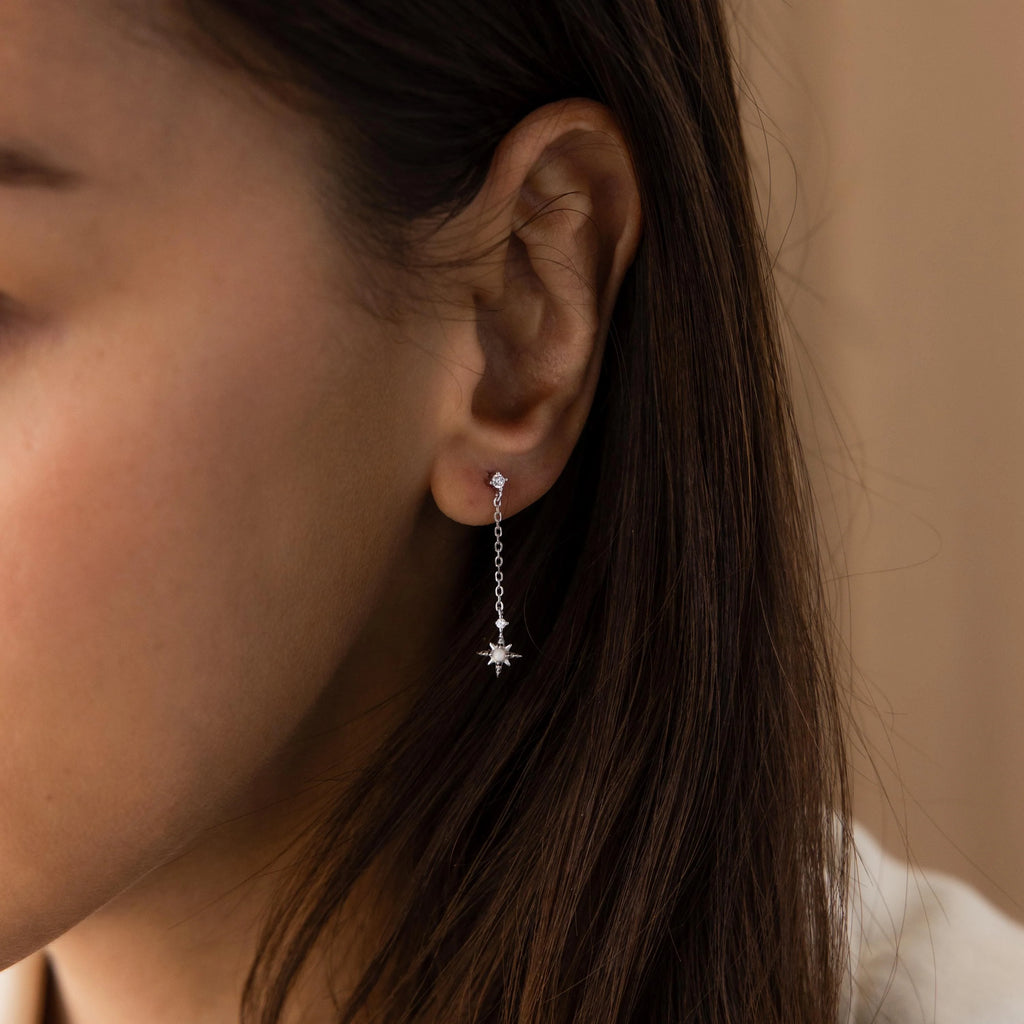 Starburst Drop Studs Silver 18K Gold Plated