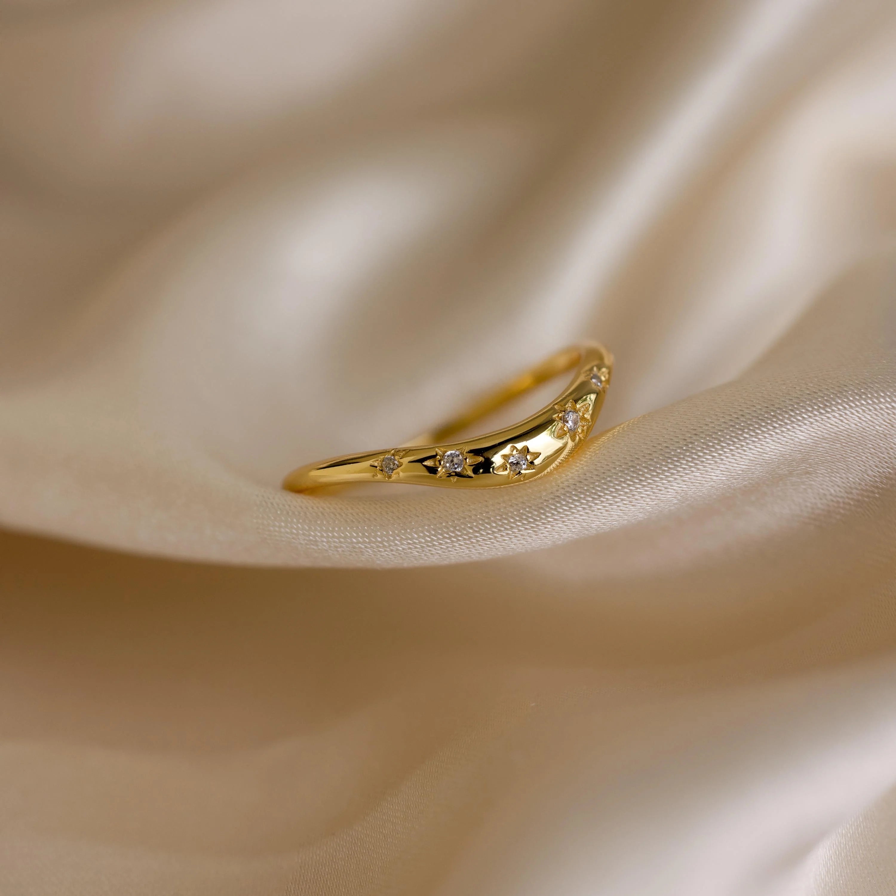 North Star Curve Dome Ring Silver 18K Gold Plated