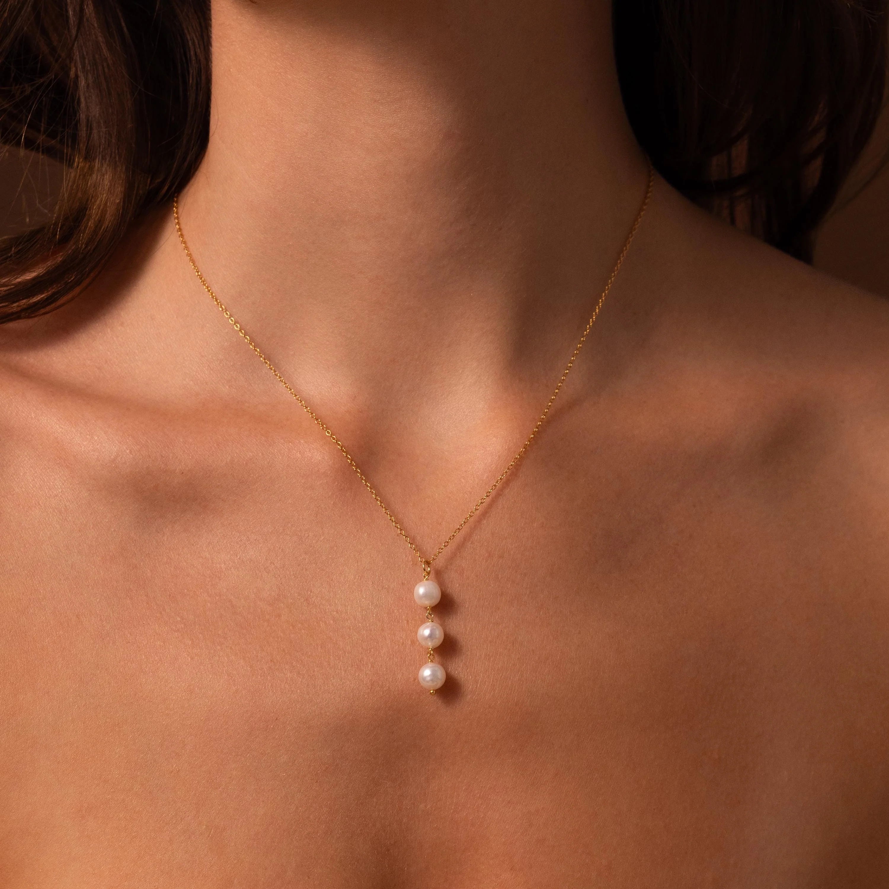 Pearl Cascade Necklace Silver 18K Gold Plated