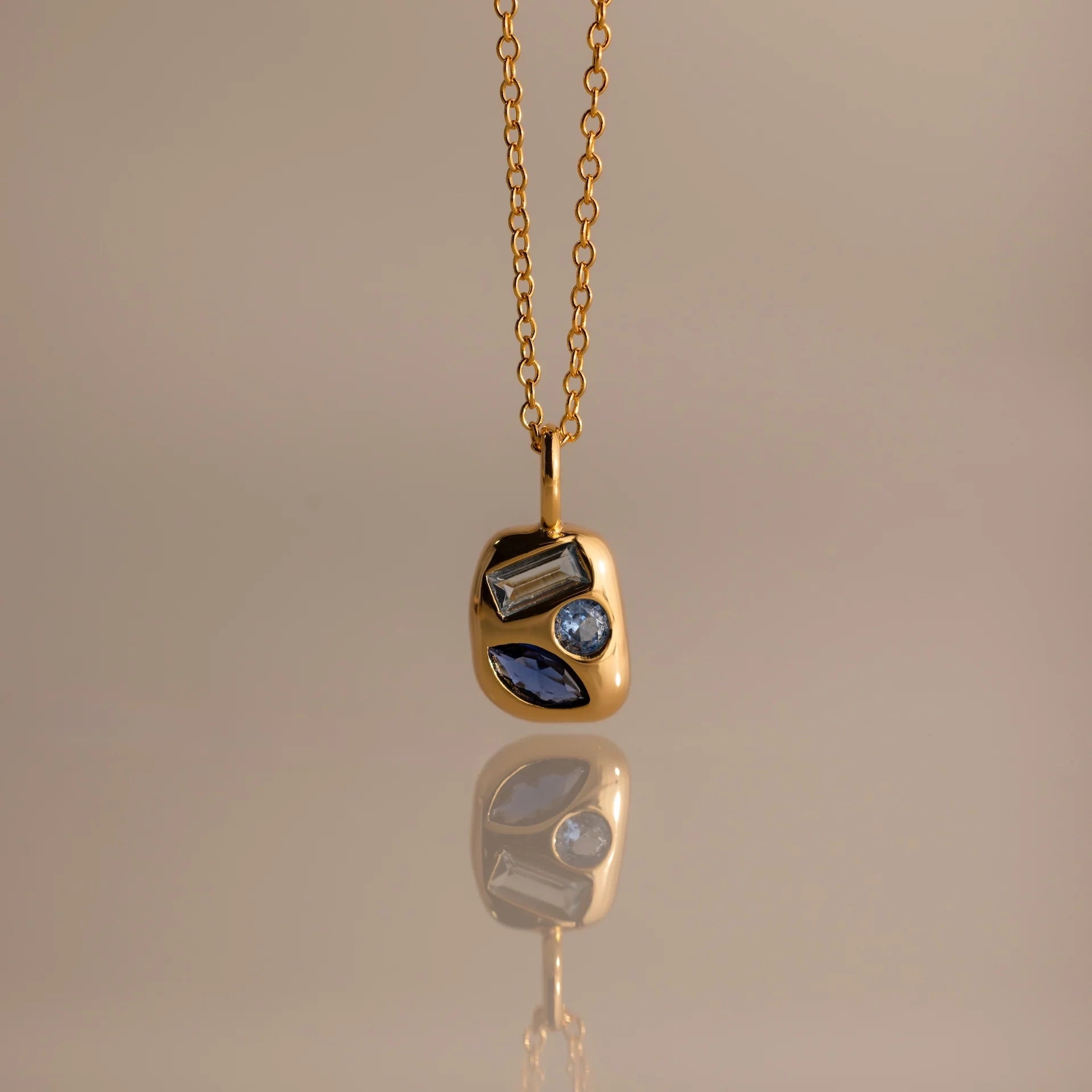 Mixed Birthstone Capsule Necklace Silver 18K Gold Plated