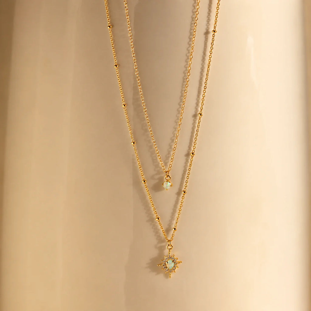 Opal Star Duo Necklace