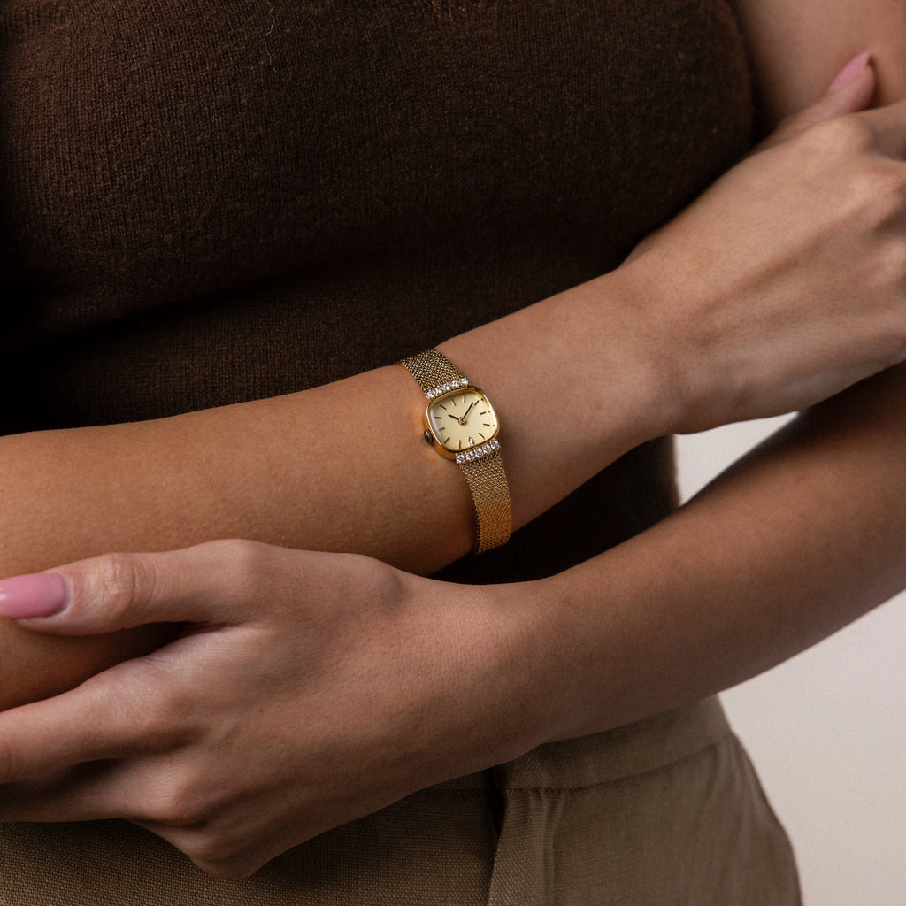 Square Timepiece Silver & 18K Gold Plated