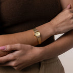 Square Timepiece Silver & 18K Gold Plated