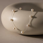 Floating Pearl Necklace Silver 18K Gold Plated