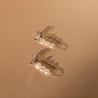 Triple Pearl Drop Earrings Silver 18K Gold Plated