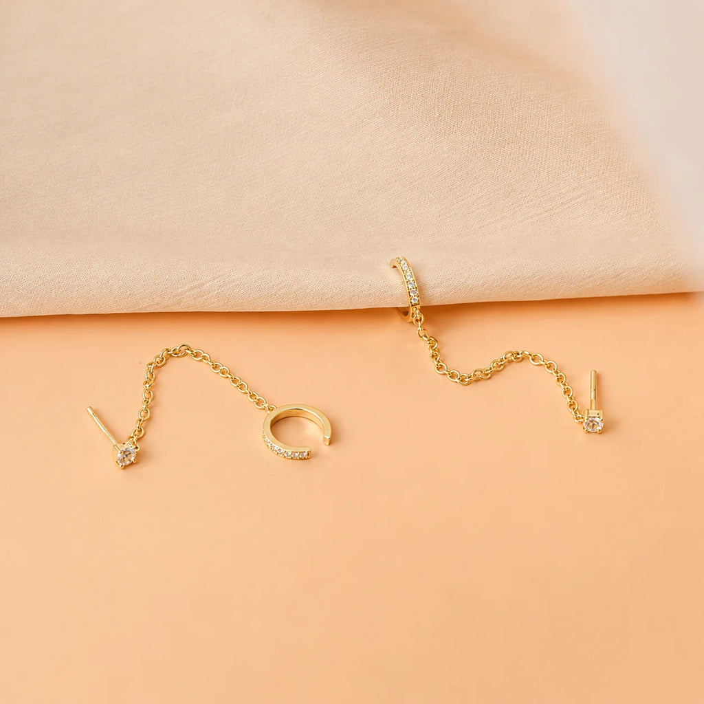 Pave Chain Ear Cuffs