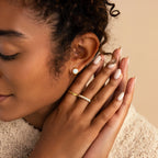 Opal Signet Huggies Silver 18K Gold Plated