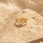 Art Deco Ring Set Silver 18K Gold Plated