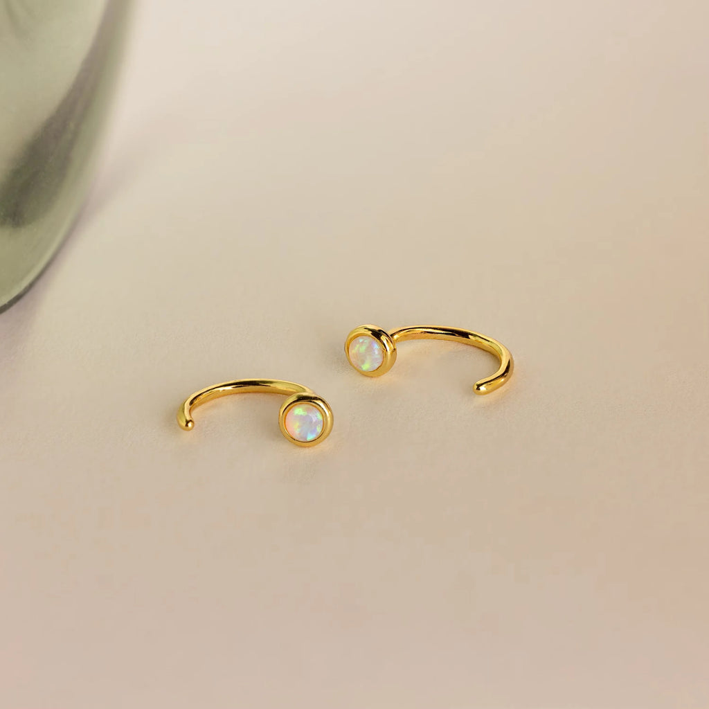 Opal Threader Huggies Silver 18K Gold Plated