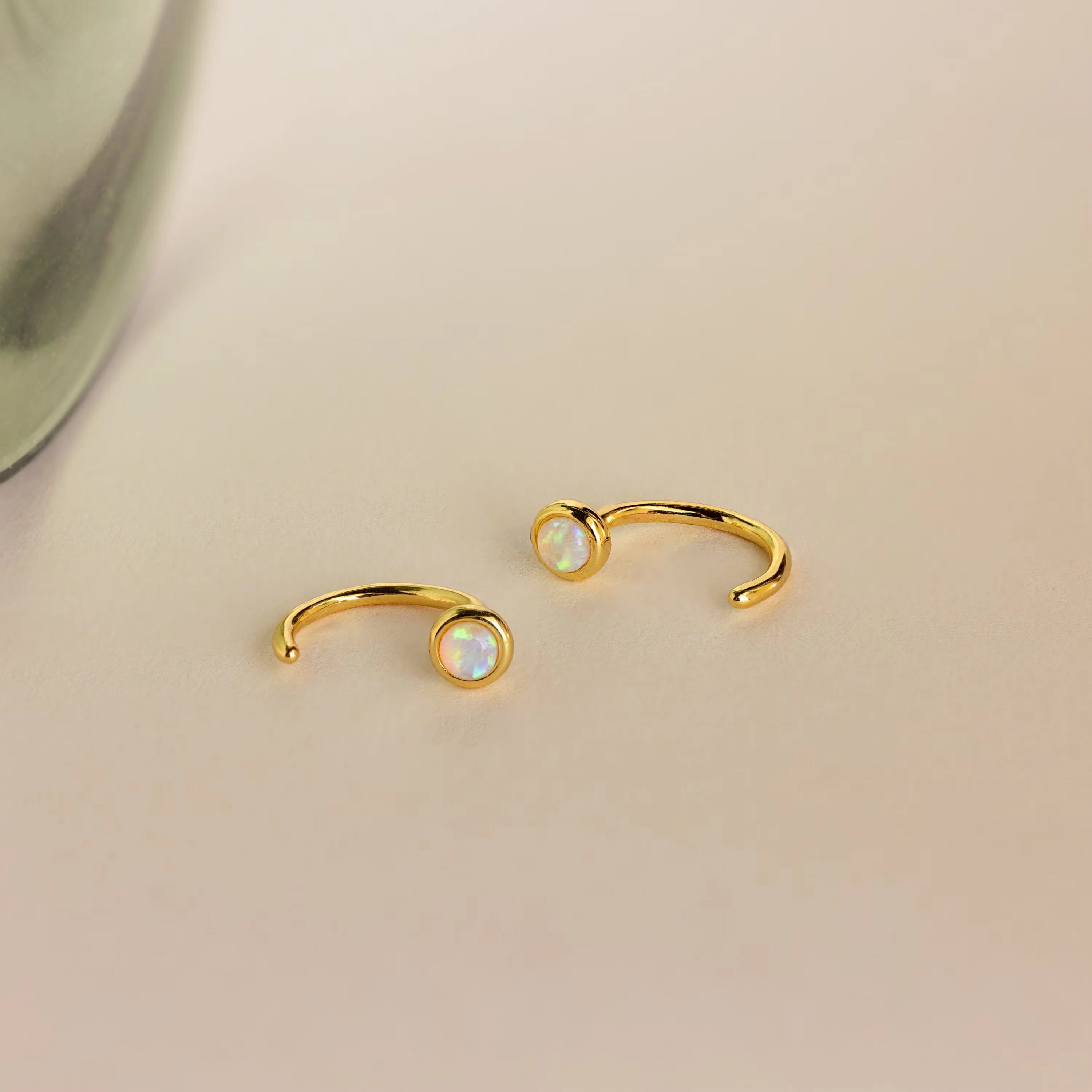Opal Threader Huggies Silver 18K Gold Plated