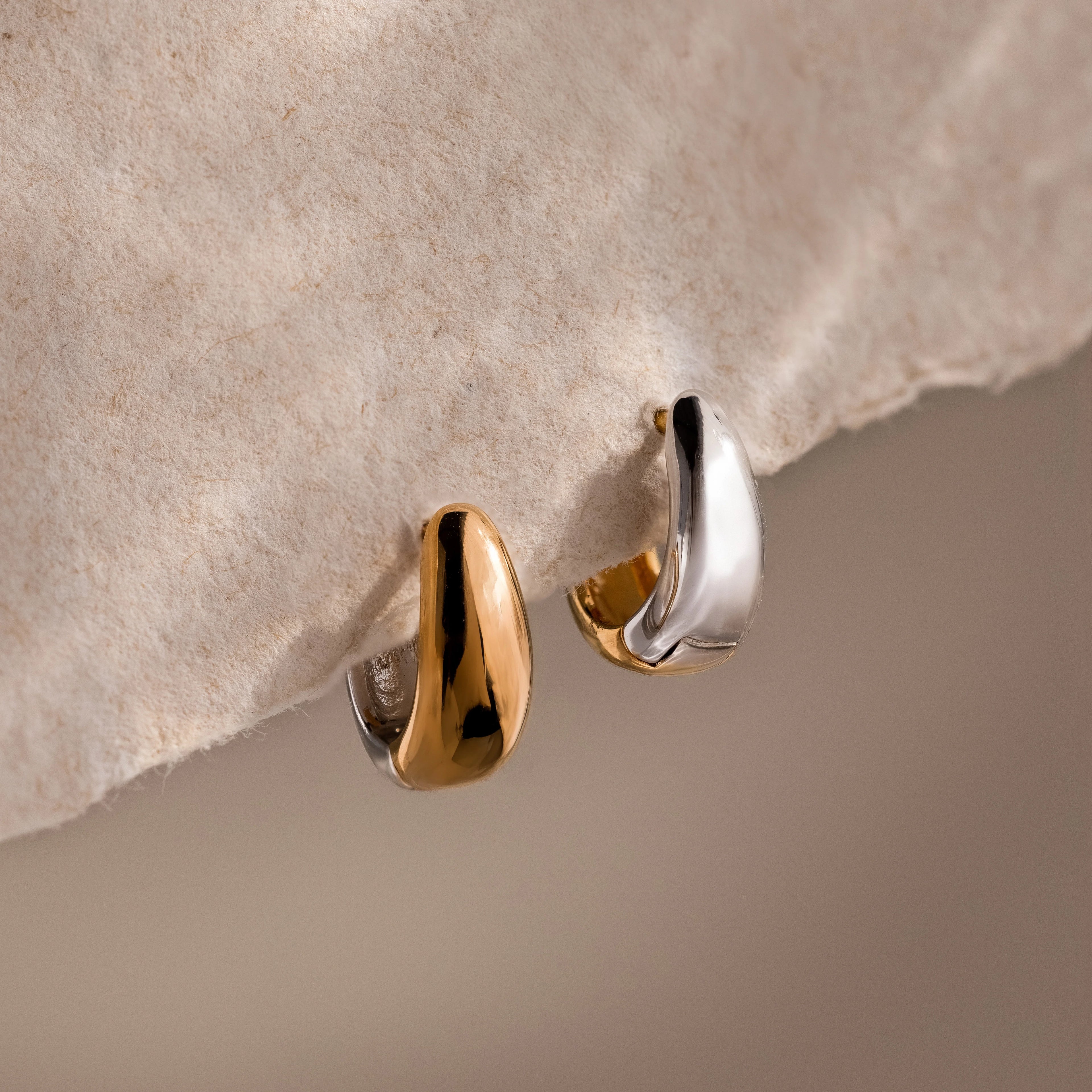 Bold Mixed Metal Huggies Silver 18K Gold Plated