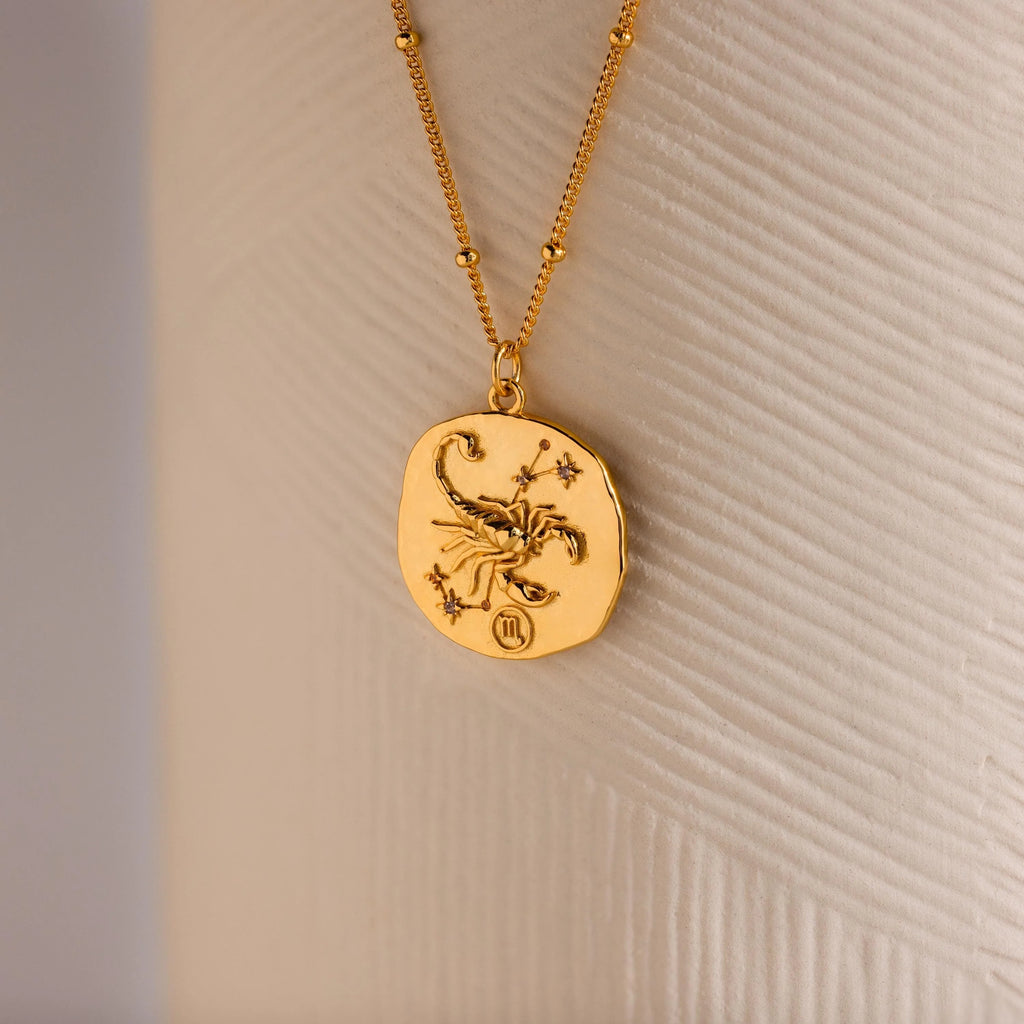 Zodiac Coin Necklace Silver 18K Gold Plated