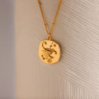 Zodiac Coin Necklace Silver 18K Gold Plated