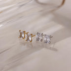 Emerald Diamond Studs Silver 18K Gold Plated