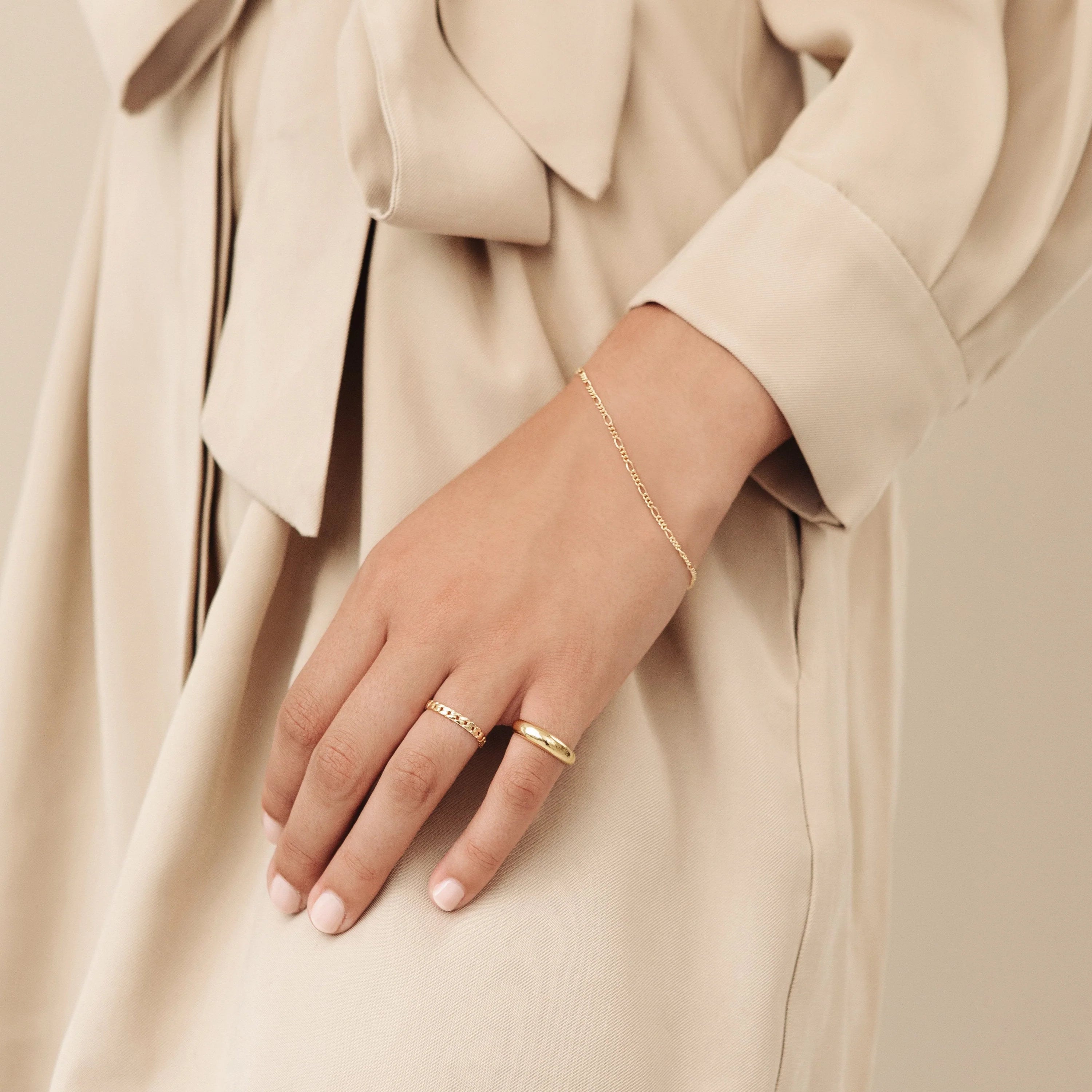 Figaro Bracelet Silver 18K Gold Plated