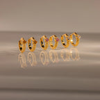 Ribbed Blue Zircon Huggies Silver 18K Gold Plated