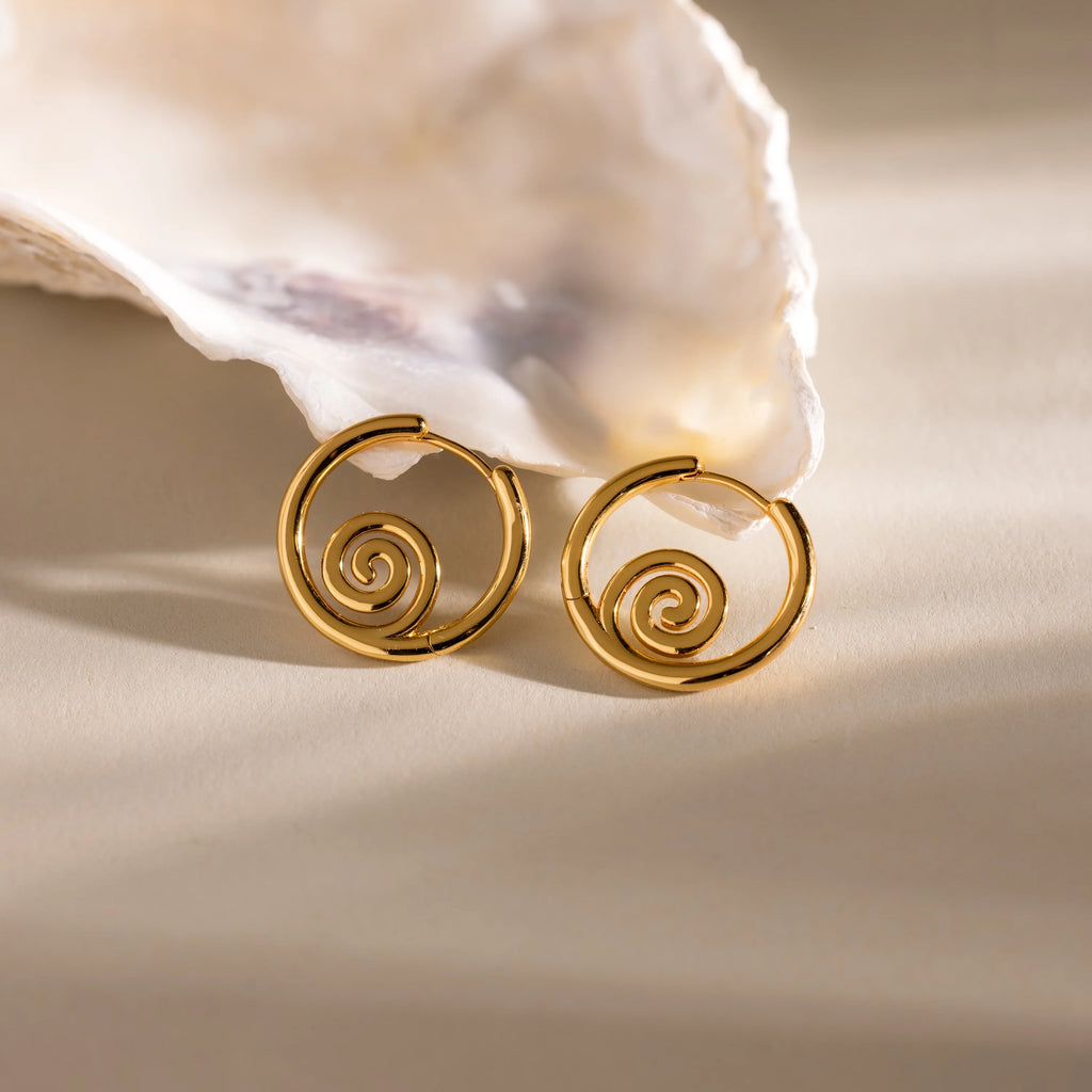 Spiral Swirl Hoops  Silver 18K Gold Plated
