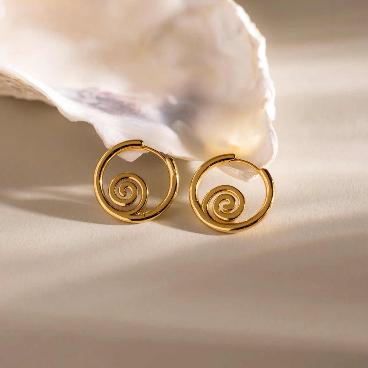 Spiral Swirl Hoops  Silver 18K Gold Plated