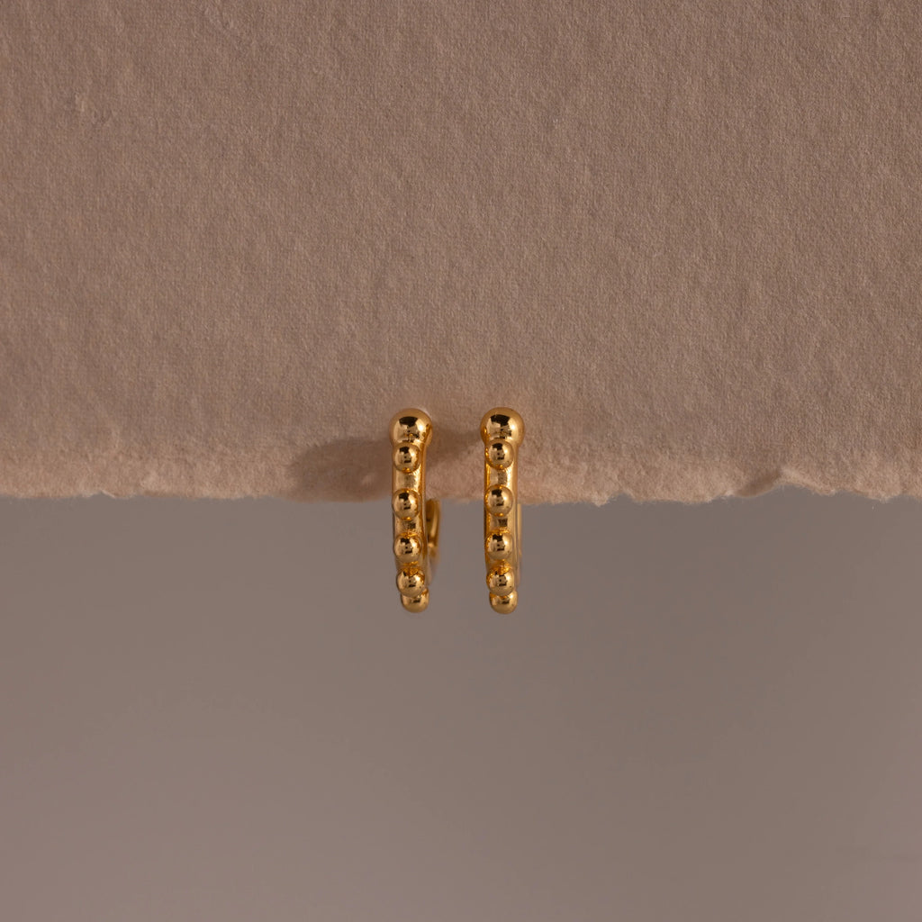 Beaded Hoops Silver 18K Gold Plated