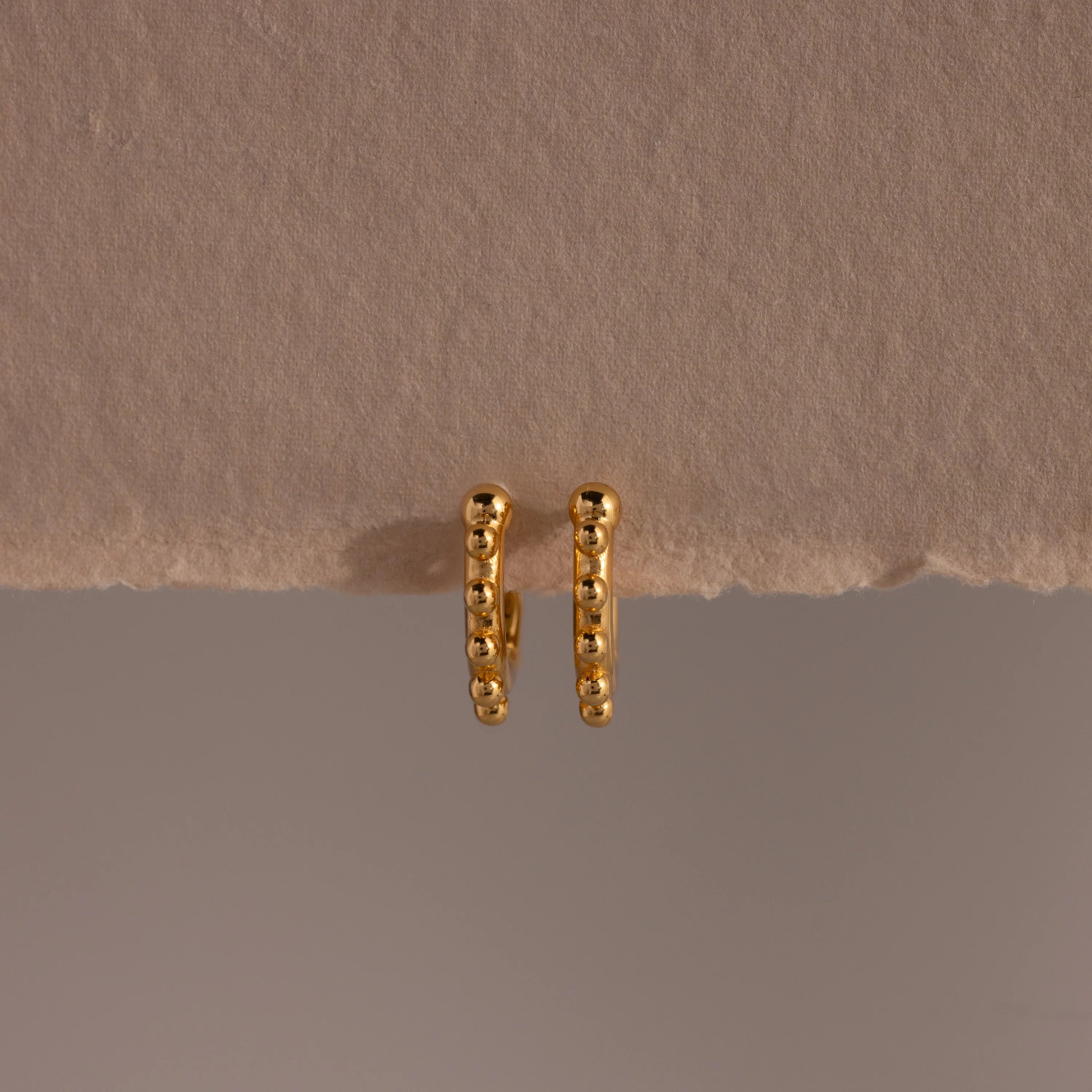 Beaded Hoops Silver 18K Gold Plated