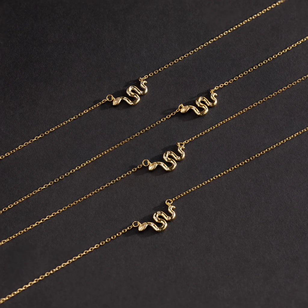 Dainty Viper Necklace Silver 18K Gold Plated