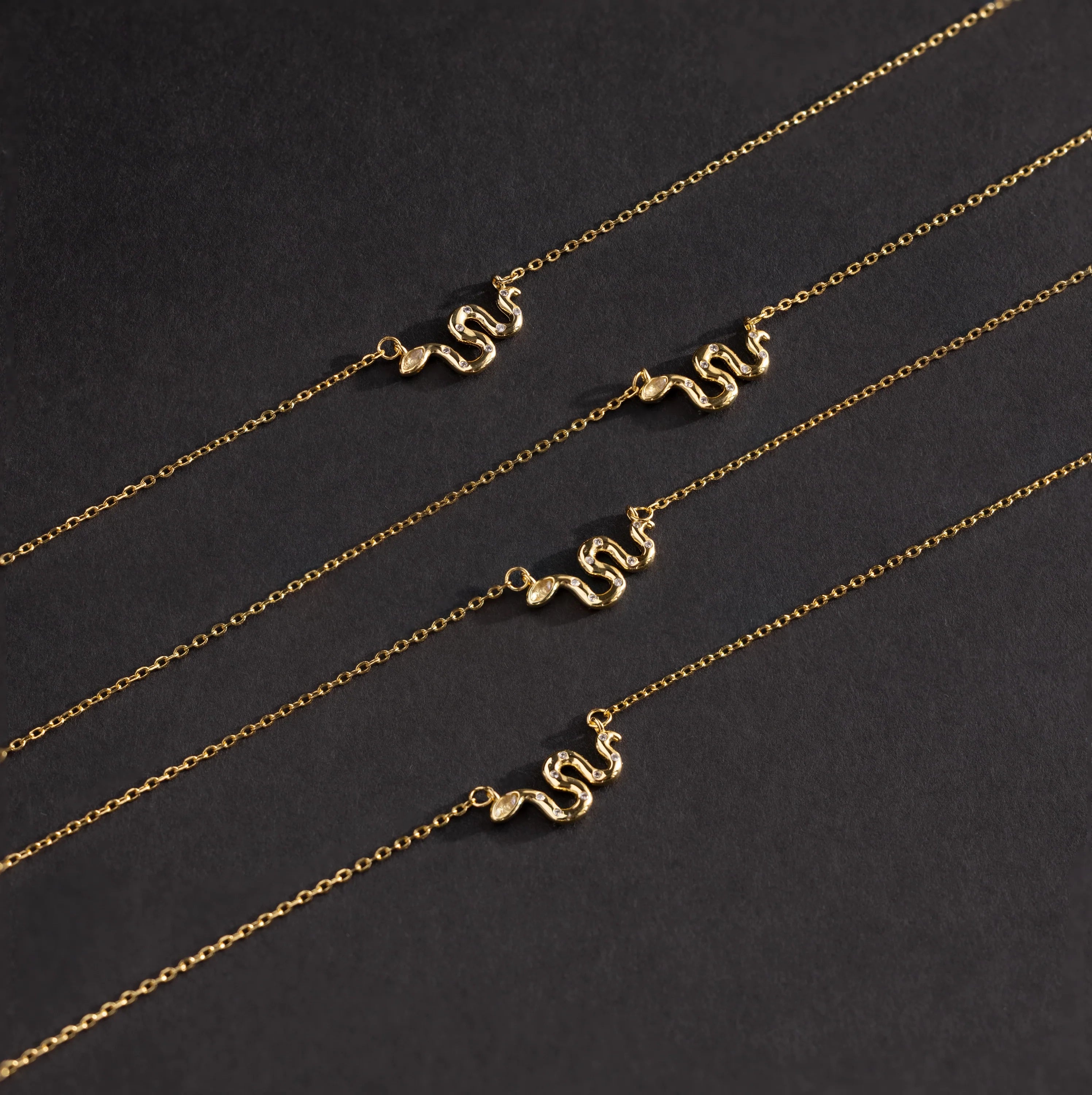Dainty Viper Necklace Silver 18K Gold Plated
