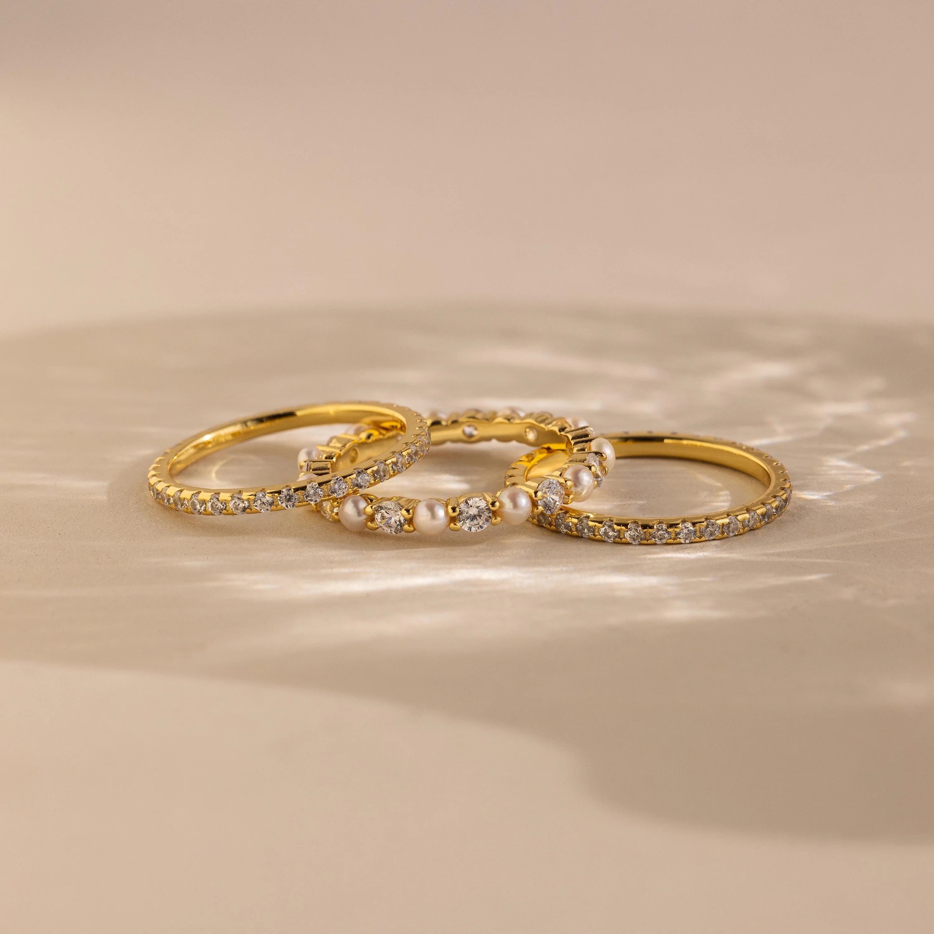 Diamond Eternity Ring Set Silver 18K Gold Plated