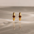 Garnet Ribbed Huggies Silver 18K Gold Plated