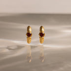 Garnet Ribbed Huggies Silver 18K Gold Plated