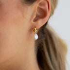 Knot Pearl Drop Earrings Silver 18K Gold Plated