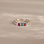 Multiple Birthstone Band Silver 18K Gold Plated