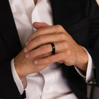 Men's Thick Black Ring Silver 18K Gold Plated