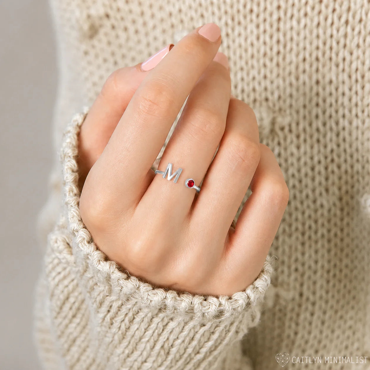 Alex Initial Birthstone Ring