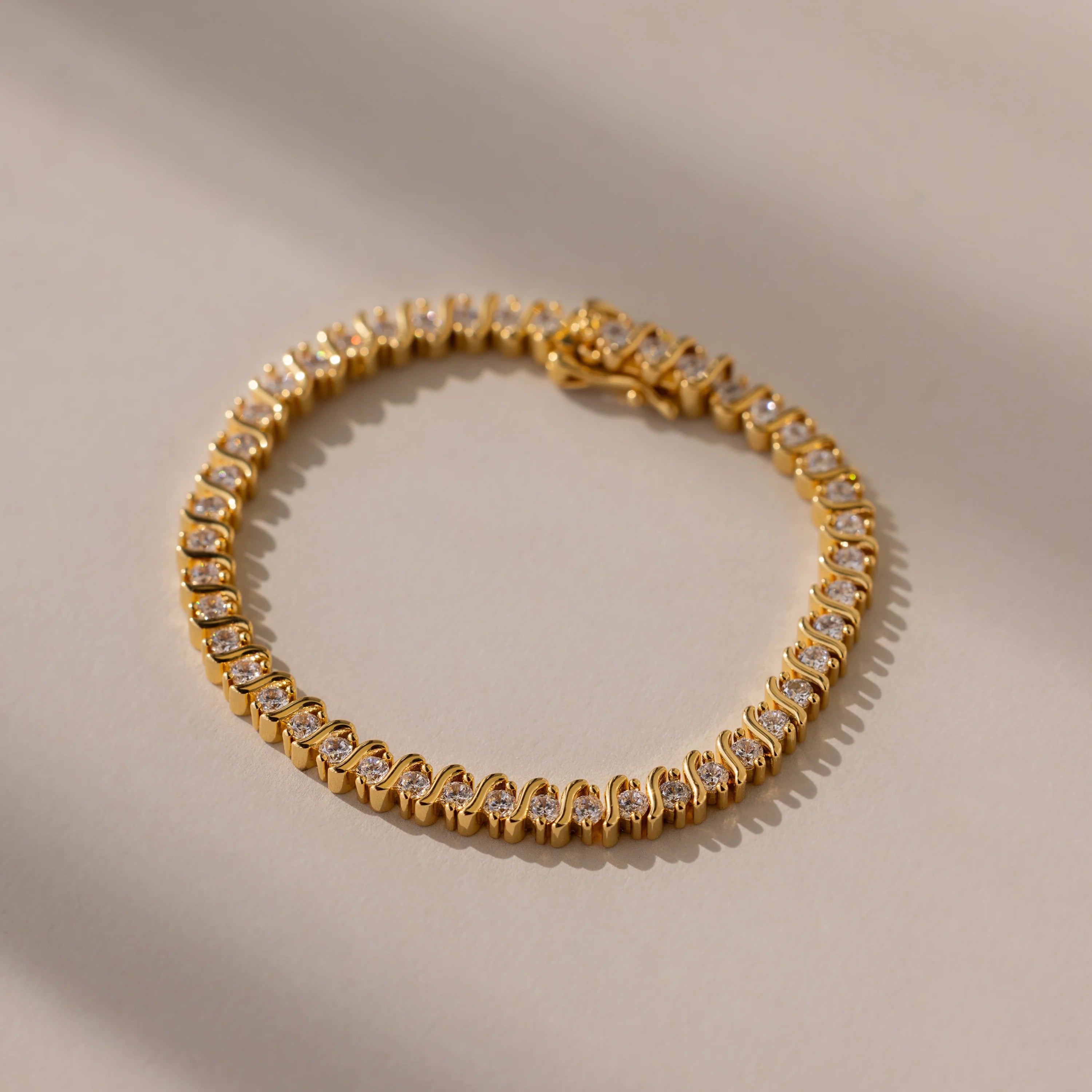 Diamond Tennis Bracelet Silver 18K Gold Plated