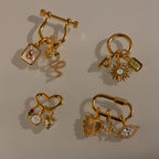 Bar & Carabiner Charm Set Silver 18K Gold Plated