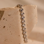 Ribbed Heart Link Bracelet Silver 18K Gold Plated