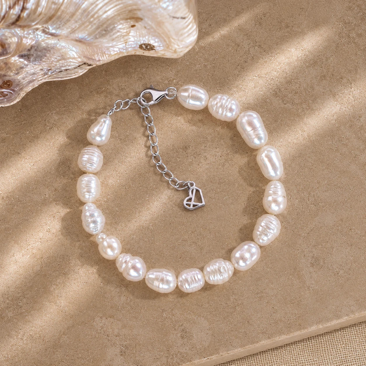 Bold Pearl Bracelet: 18K Gold Sterling Silver with 7-8mm Baroque Pearl