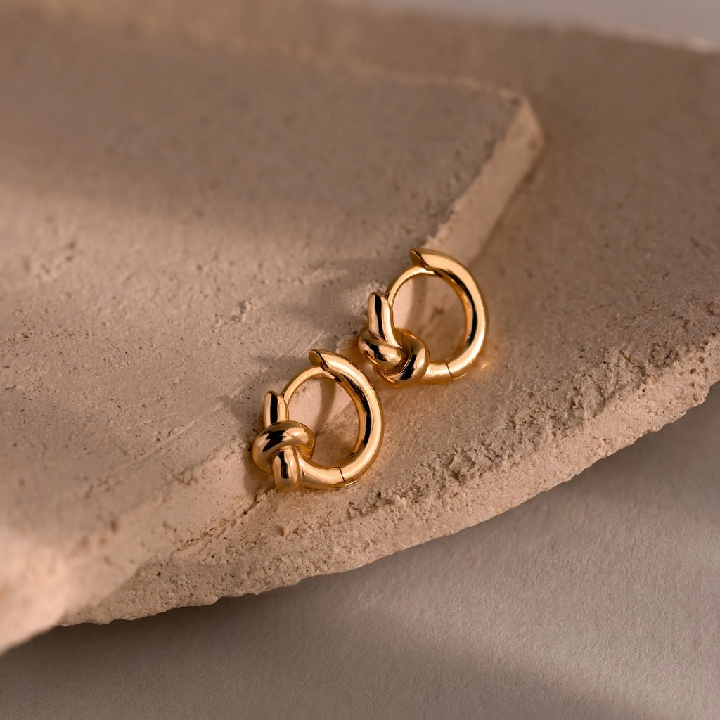 Love Knot Huggies Silver 18K Gold Plated